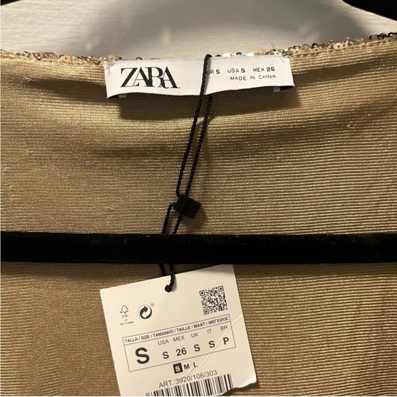 NWT Zara Metallic Gold Mini Dress Sz. Small - Picture 6 of 6